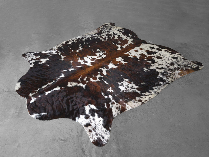 Premium Tricolor Cowhide Rug Size 6.8 X 7.6 ft