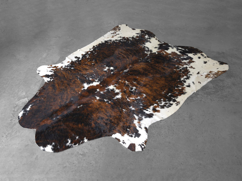 Premium Tricolor Cowhide Rug Size 6.7 X 8.4 ft