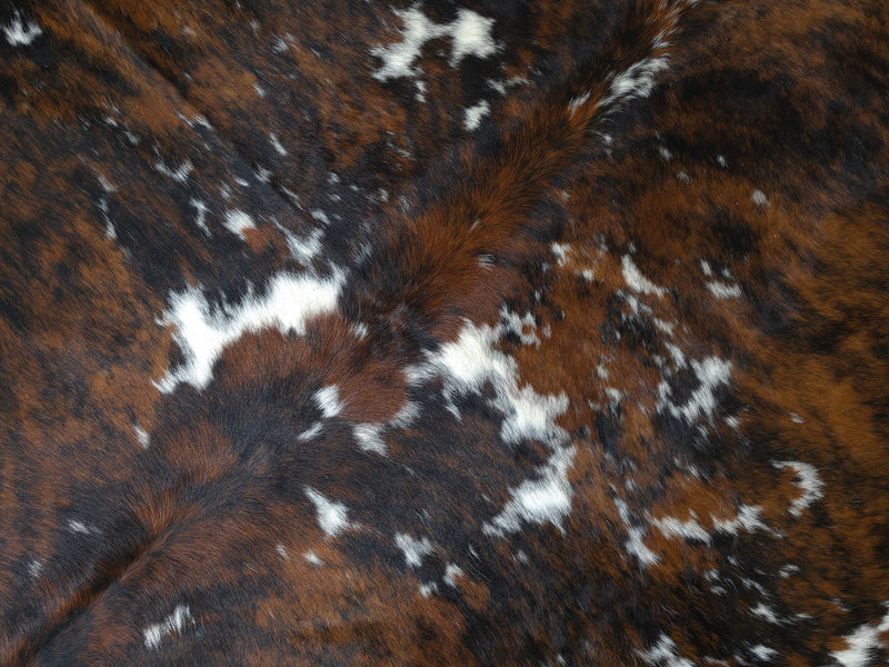 Premium Tricolor Cowhide Rug Size 6.7 X 8.4 ft