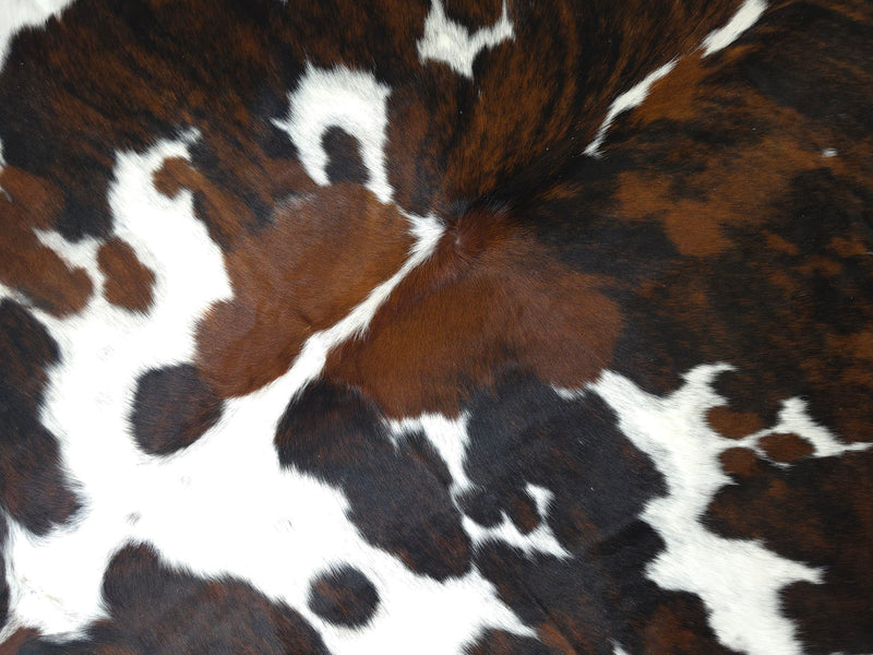 Premium Tricolor Cowhide Rug Size 6.9 X 7.9 ft