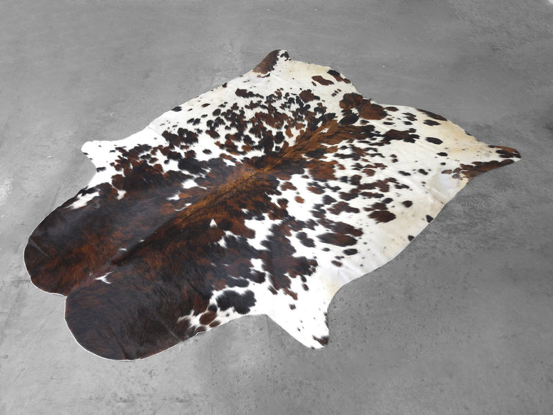 Premium Tricolor Cowhide Rug Size 6.5 X 7.10 ft