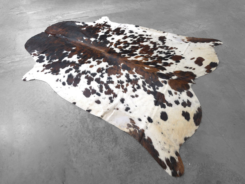 Premium Tricolor Cowhide Rug Size 6.5 X 7.10 ft