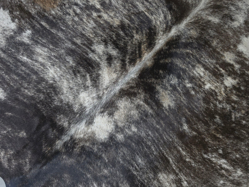 Premium Brazilian Brindle Blackish Cowhide Rug Size 6.1 X 6.2 ft