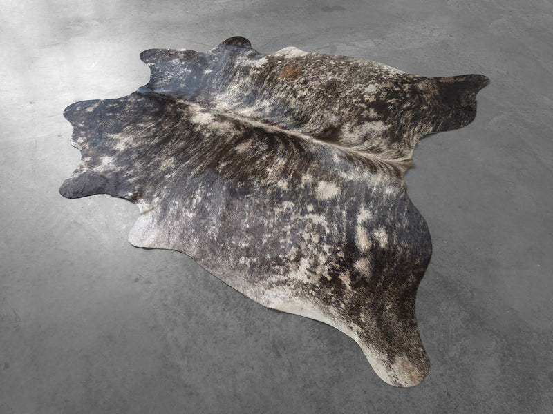 Premium Brazilian Brindle Blackish Cowhide Rug Size 6.1 X 6.2 ft
