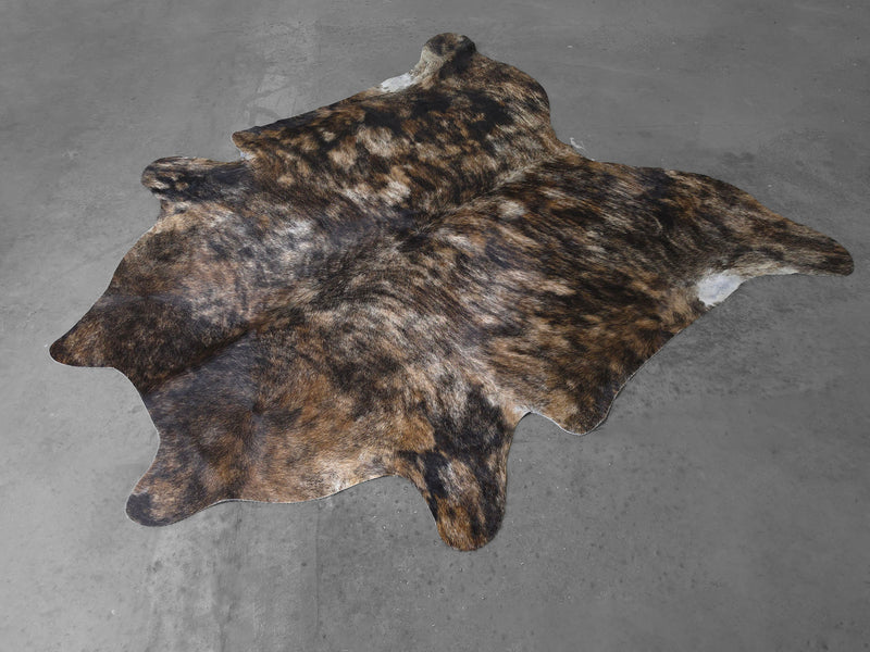 Premium Brazilian Brindle Exotic Cowhide Rug Size 6.1 X 6.2 ft