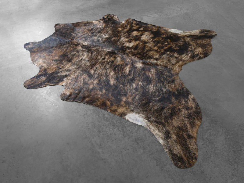 Premium Brazilian Brindle Exotic Cowhide Rug Size 6.1 X 6.2 ft