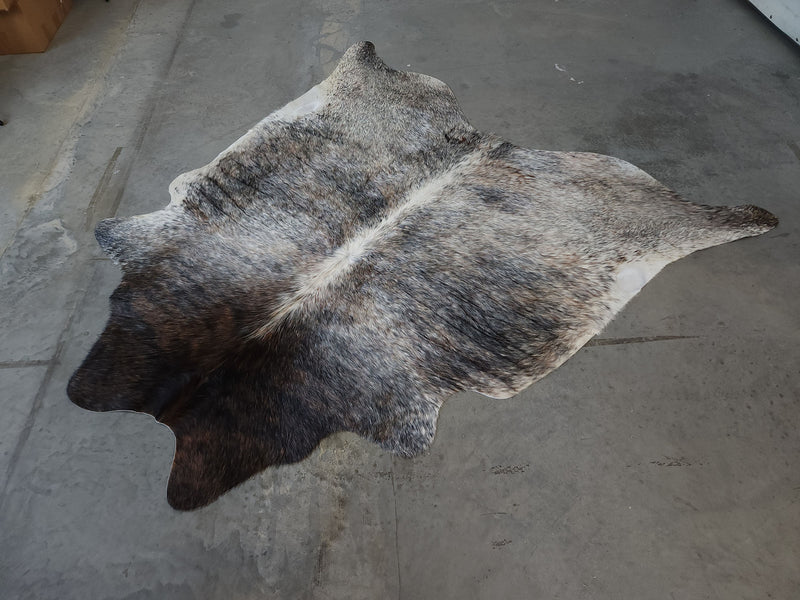 Premium Brazilian Salt and Pepper Cowhide Rug Size 7.0 X 6.8 ft
