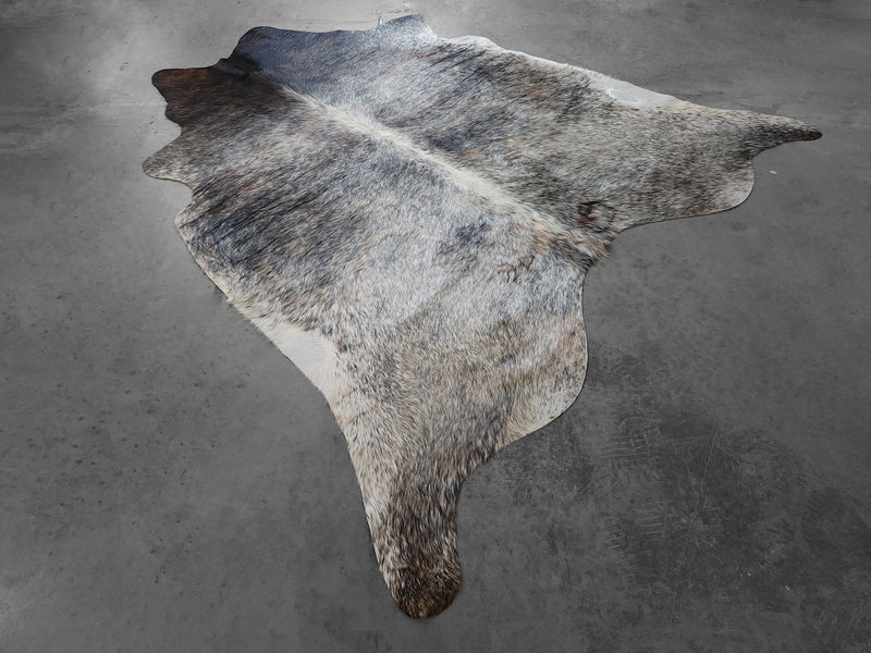 Premium Brazilian Salt and Pepper Cowhide Rug Size 7.0 X 6.8 ft