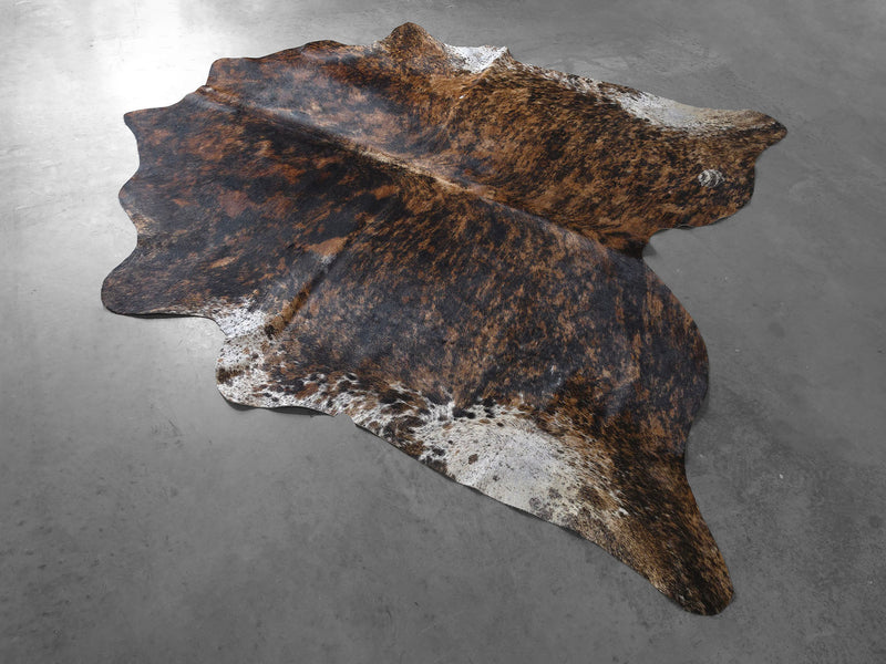 Premium Brazilian Brindle Belly Cowhide Rug Size 7.3 X 6.8 ft