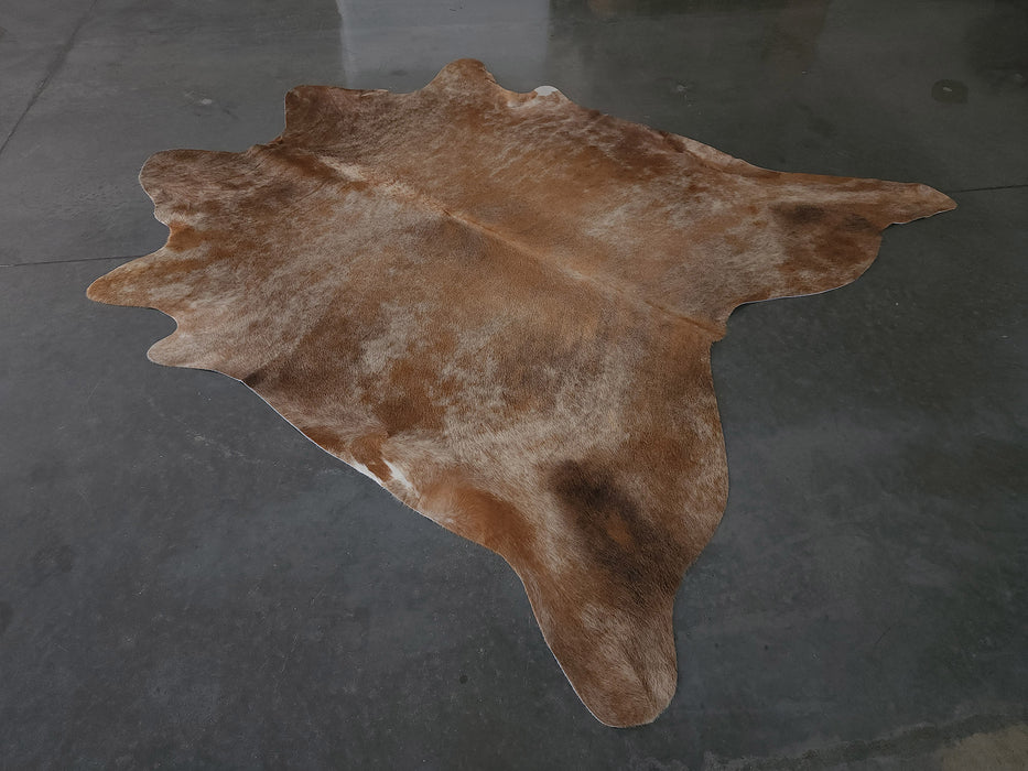 Premium Brazilian Taupe Cowhide Rug Size 6.6 X 7.0 ft