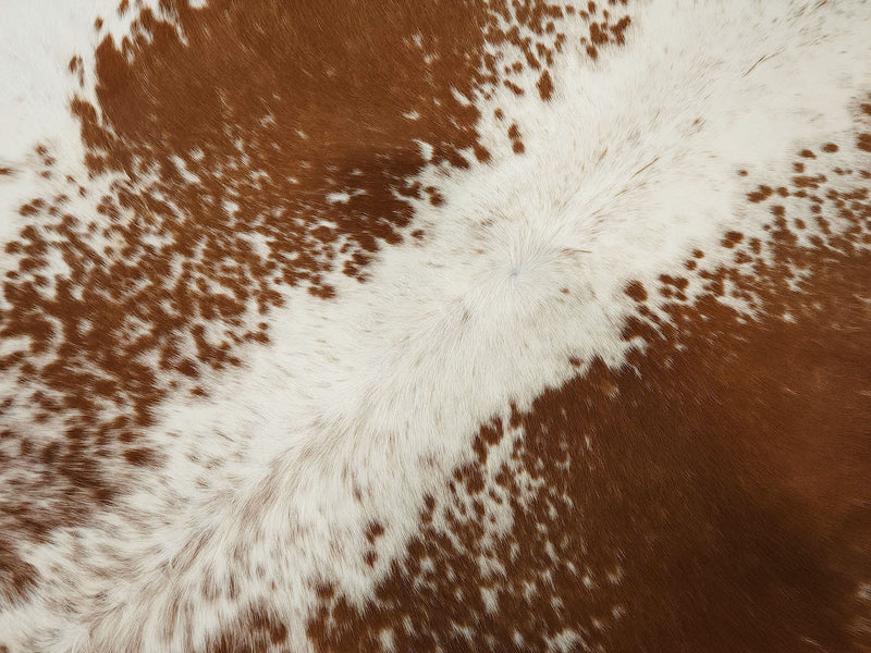 Premium Brazilian Brown and White Cowhide Rug Size 7.3 X 6.10 ft