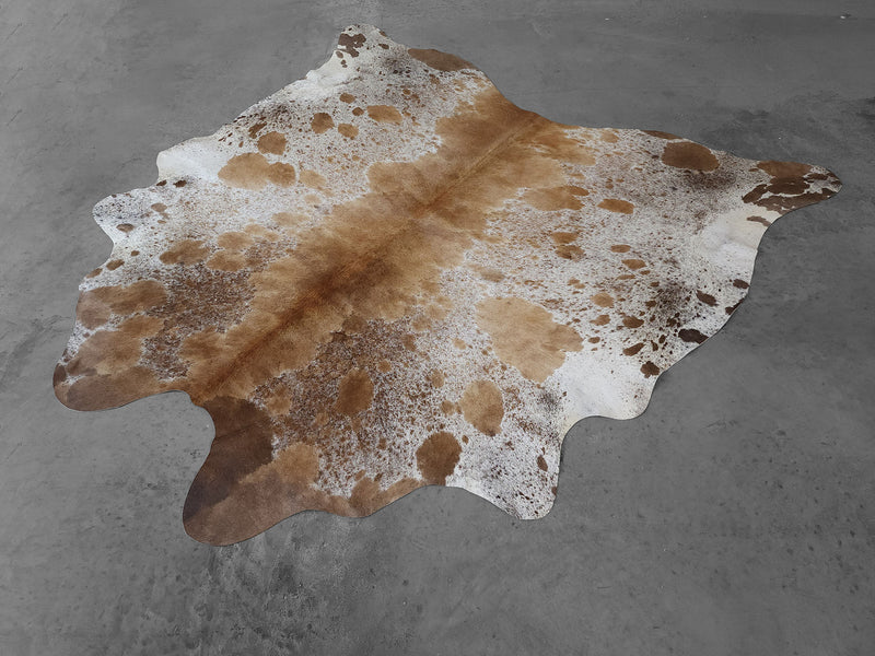 Premium Brazilian Salt and Pepper Cowhide Rug Size 7.1 X 6.9 ft