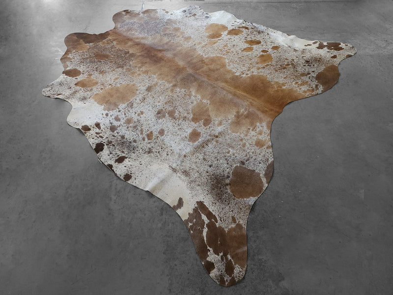 Premium Brazilian Salt and Pepper Cowhide Rug Size 7.1 X 6.9 ft