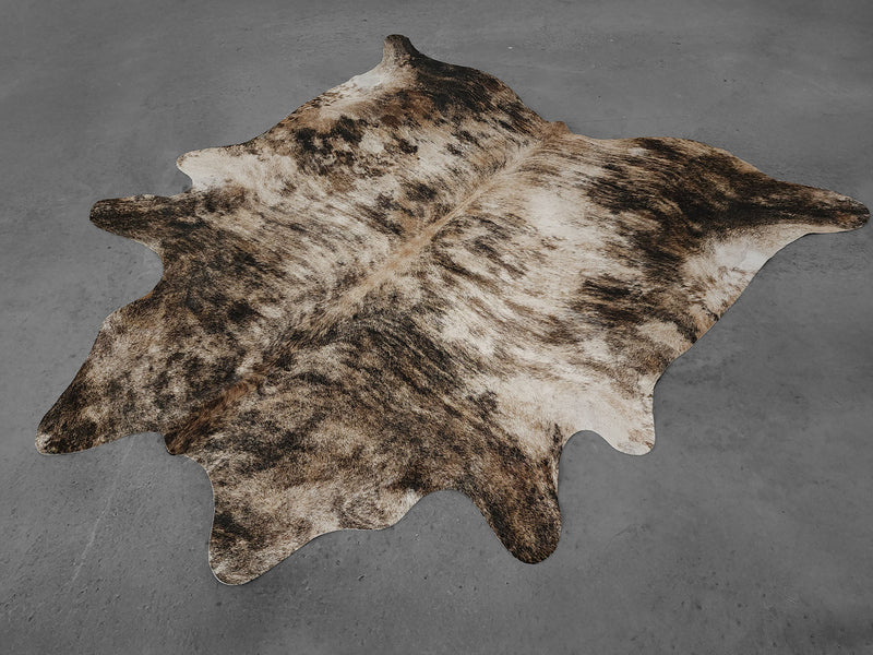 Premium Brazilian Brindle Exotic Cowhide Rug Size 7.3 X 6.11 ft