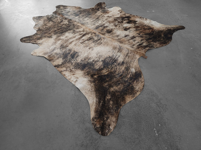 Premium Brazilian Brindle Exotic Cowhide Rug Size 7.3 X 6.11 ft