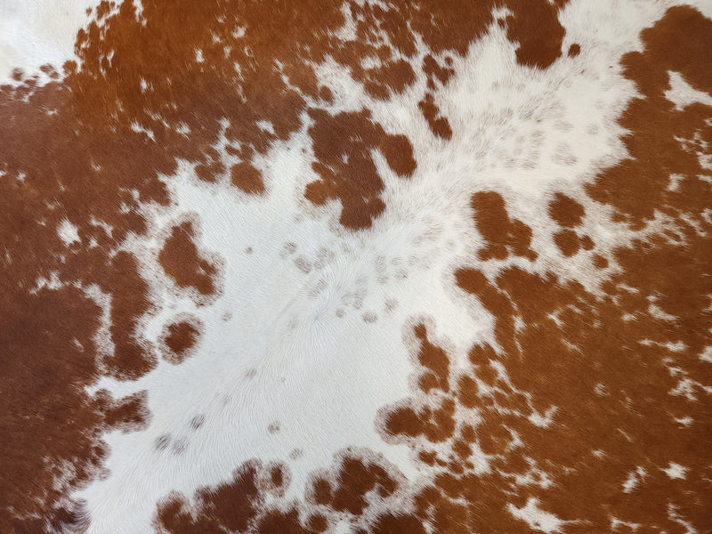 Premium Brazilian Brown and White Cowhide Rug Size 7.10 X 7.5 ft