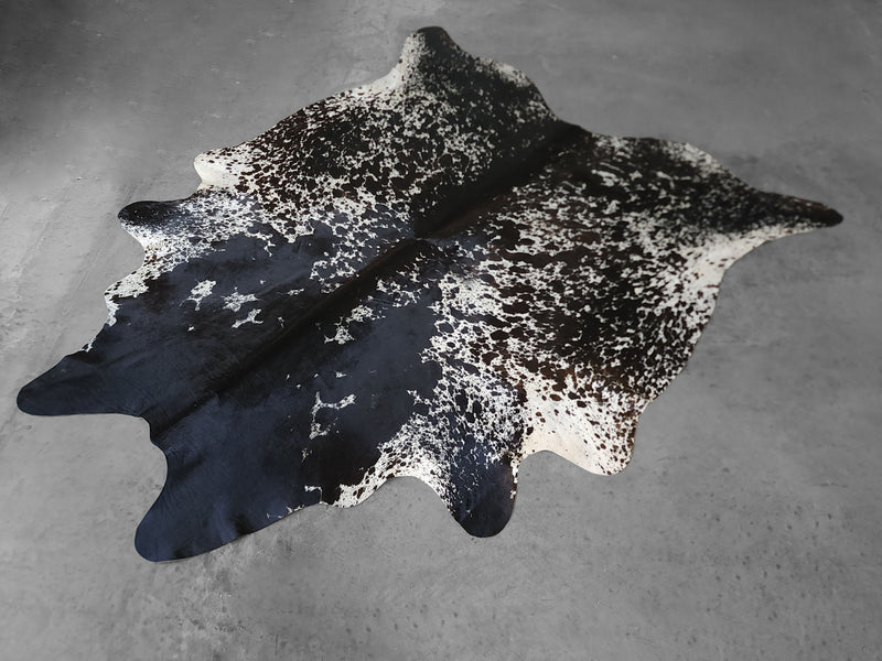 Premium Brazilian Salt and Pepper Cowhide Rug Size 8.8 X 7.2 ft