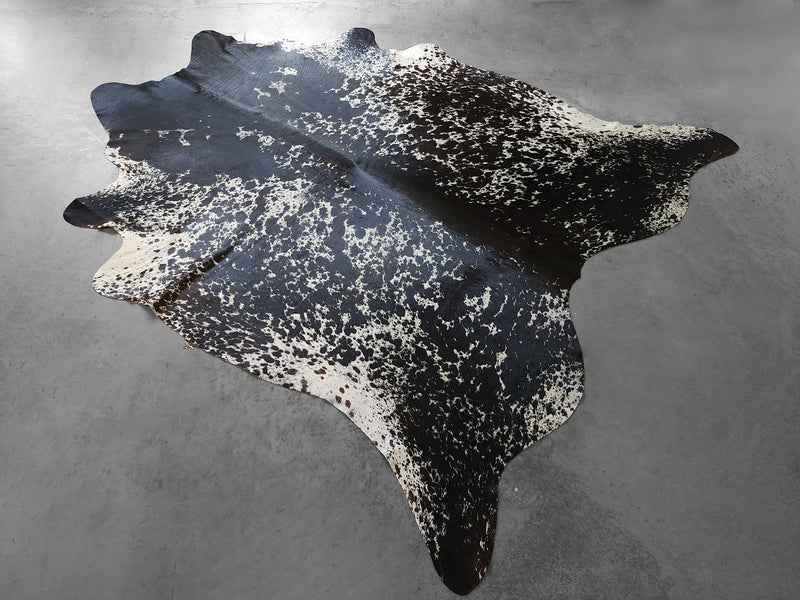 Premium Brazilian Salt and Pepper Cowhide Rug Size 8.8 X 7.2 ft