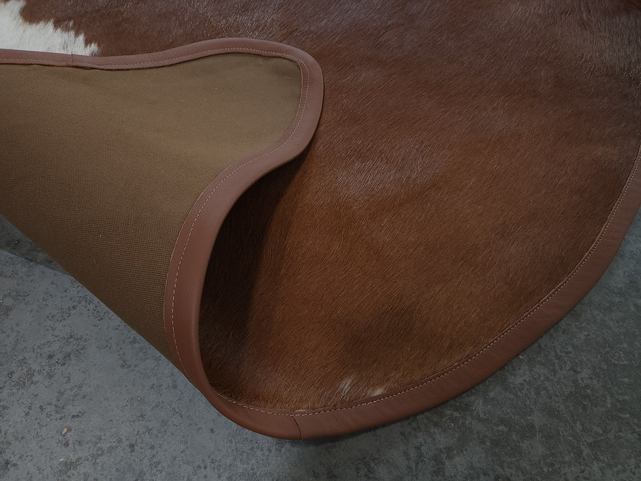 Leather Binding Hereford Cowhide Rug Size 7.11 X 7.5 ft