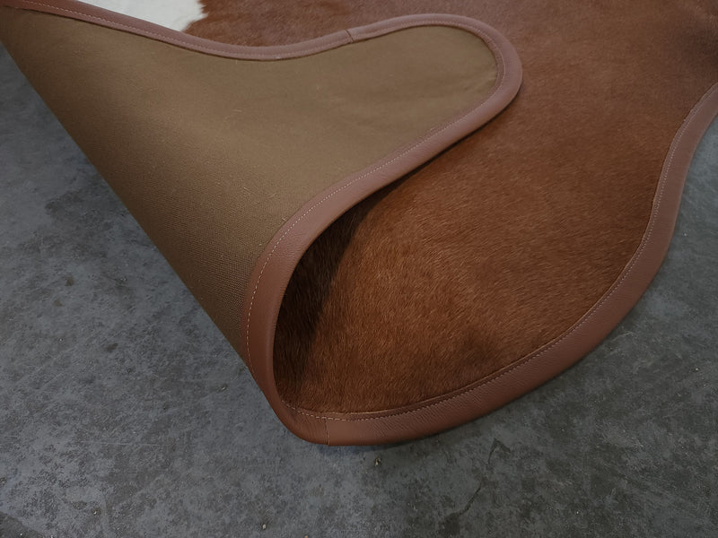 Leather Binding Hereford Cowhide Rug Size 7.0 X 7.1 ft