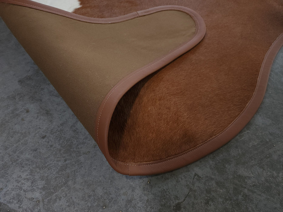 Leather Binding Hereford Cowhide Rug Size 7.0 X 7.1 ft