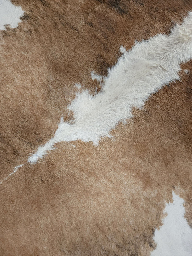 Leather Binding White Backbone Cowhide Rug Size 7.8 X 6.8 ft