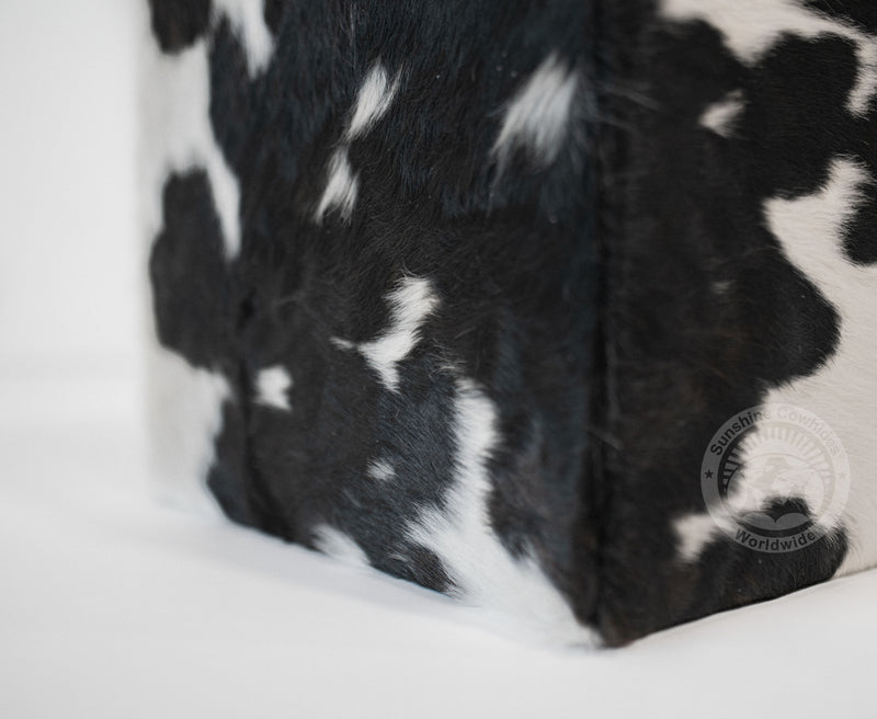 Cowhide Ottoman/ Pouf - Black and White