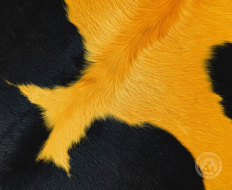 Dyed Yellow on Black Cowhide Rug