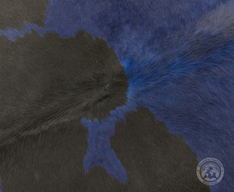 Dyed Navy Blue on Black Cowhide Rug