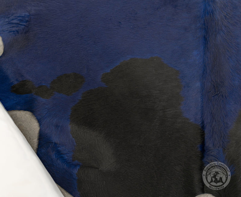 Dyed Navy Blue on Black Cowhide Rug