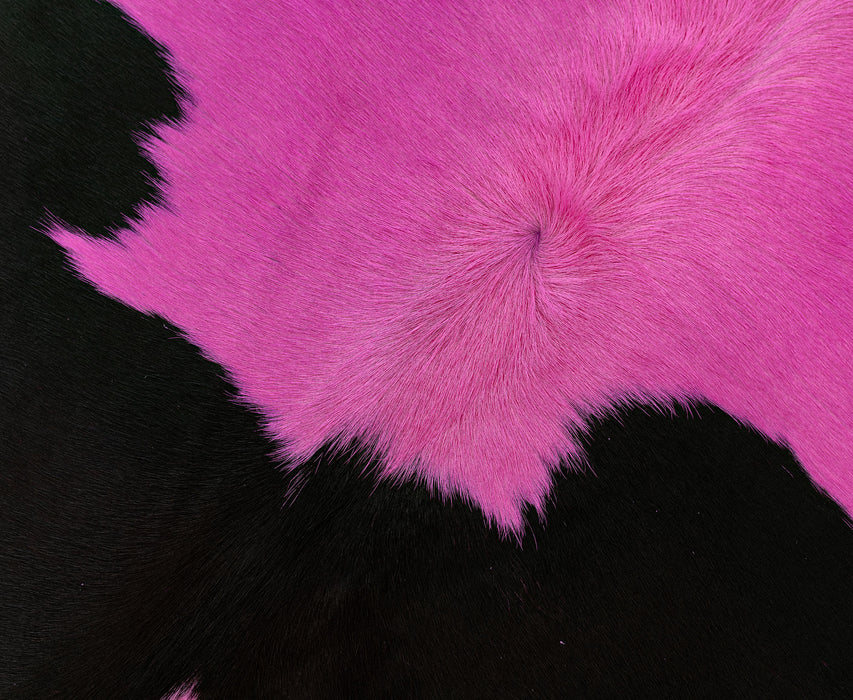 Dyed Pink on Black Cowhide Rug