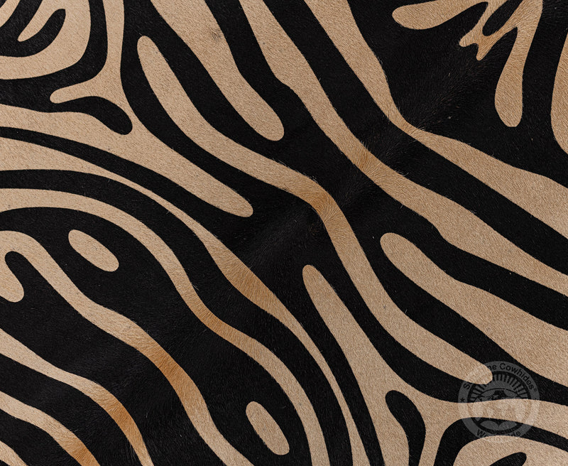 Zebra Black Stripes on Beige Cowhide Rug
