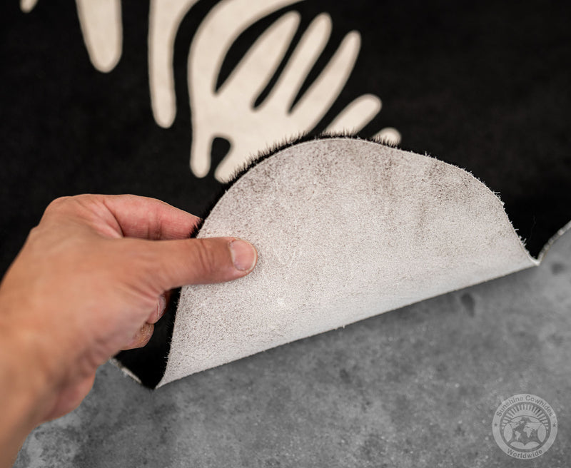 Zebra White Stripes On Dyed Black Cowhide Rug