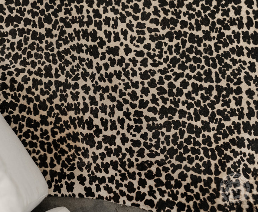 Leopard on Off White Cowhide Rug