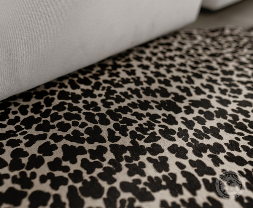 Leopard on Off White Cowhide Rug