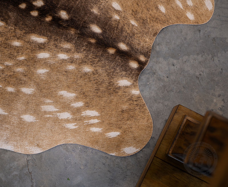 Deer on Light Beige Cowhide Rug