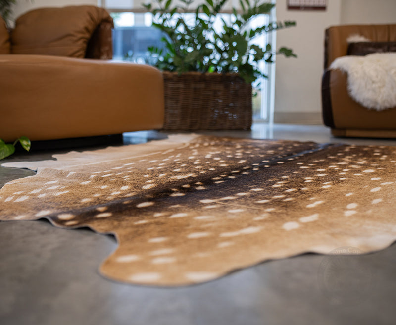 Deer on Light Beige Cowhide Rug