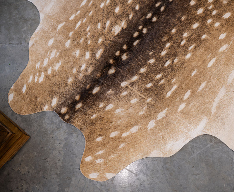 Deer on Light Beige Cowhide Rug