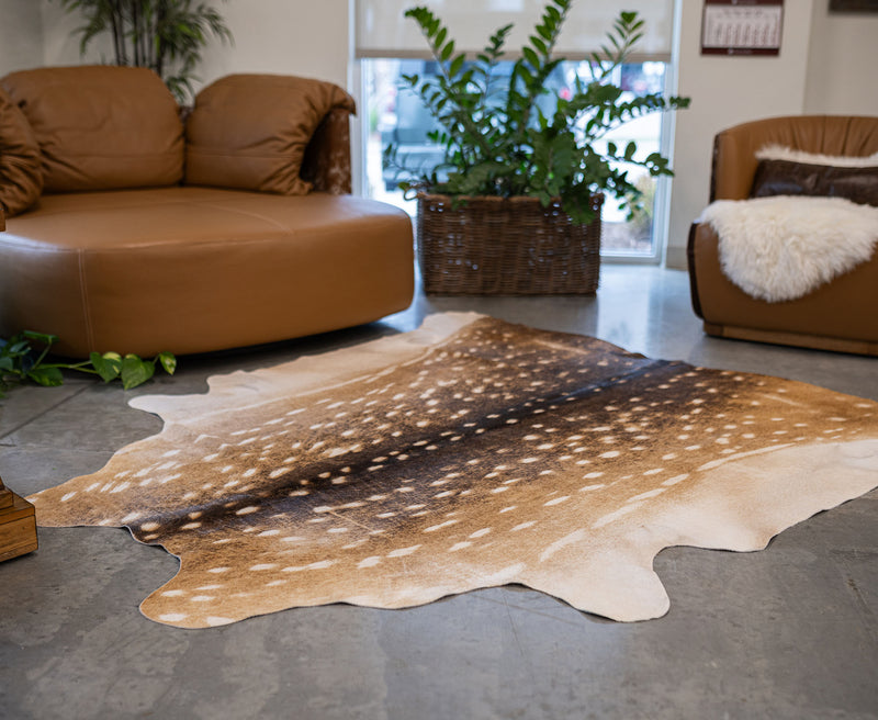 Deer on Light Beige Cowhide Rug