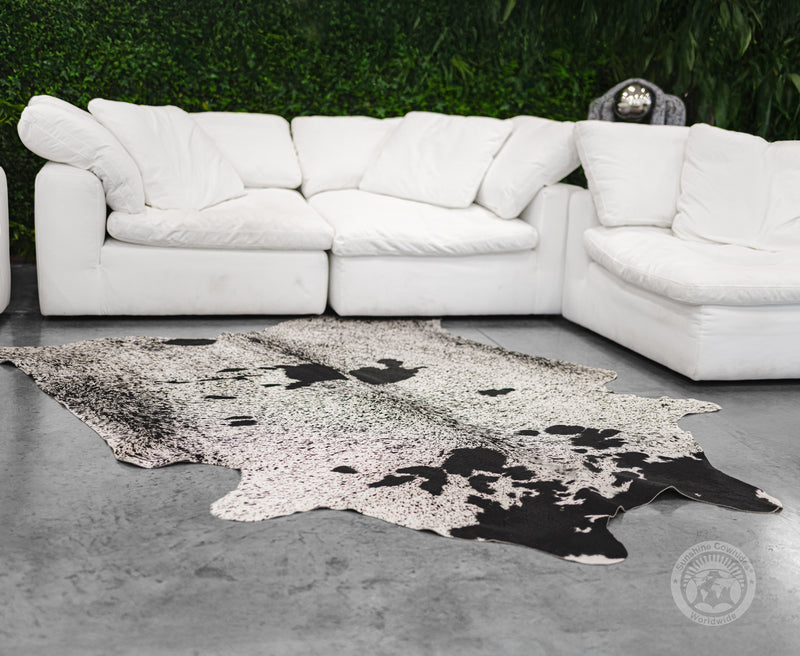 Printed Salt and Pepper Cowhide Rug