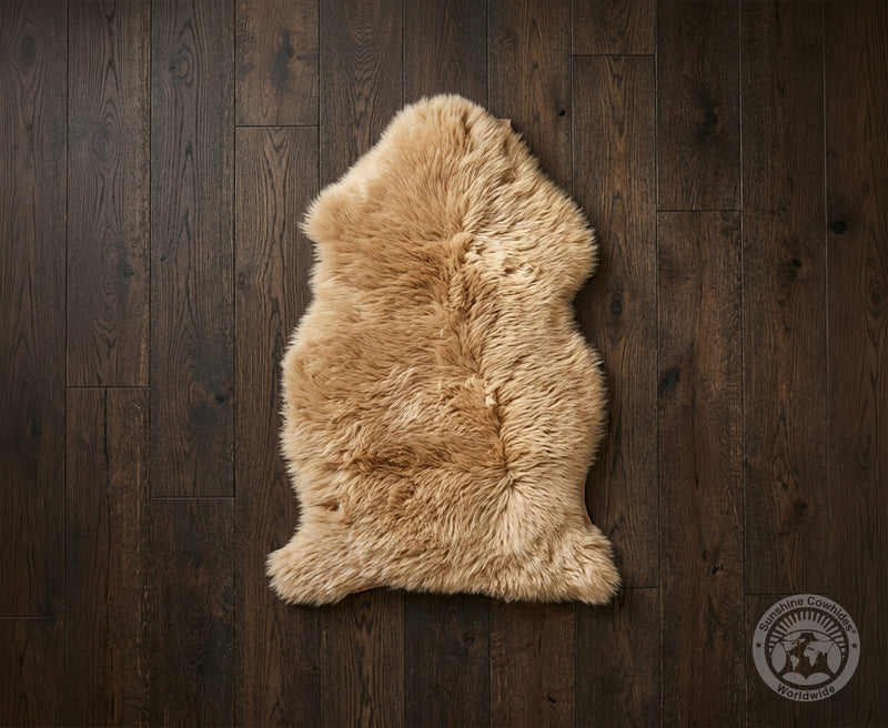 Real Sheepskin Rug, Beige - Thick Hair