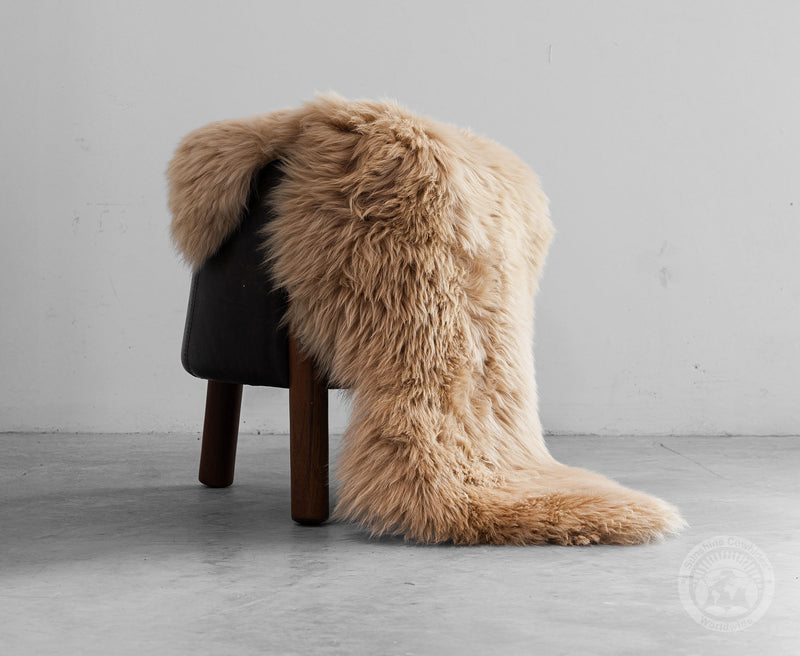 Real Sheepskin Rug, Beige - Thick Hair
