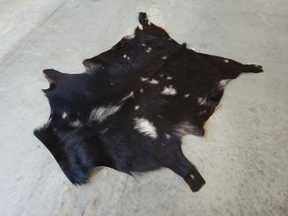 Spotted Black and White Premium Goatskin Hide Size 4.3 X 3.5 ft