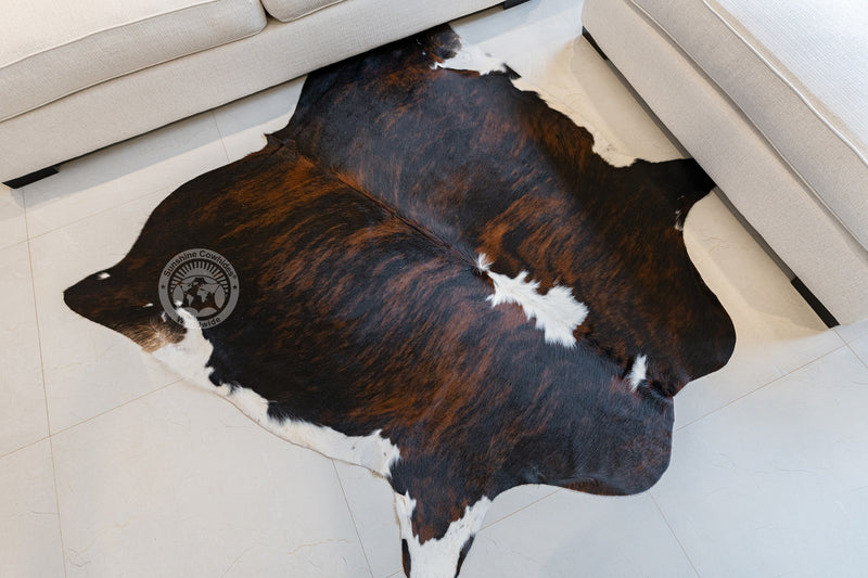 Brindle White Backbone Cowhide Rug