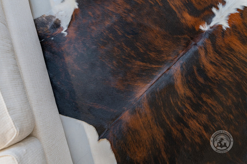 Brindle White Backbone Cowhide Rug