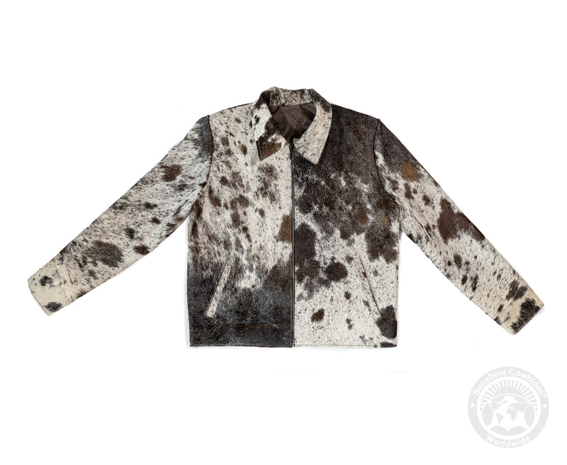 Cowhide Hair-On Jacket - Dark Brown and White
