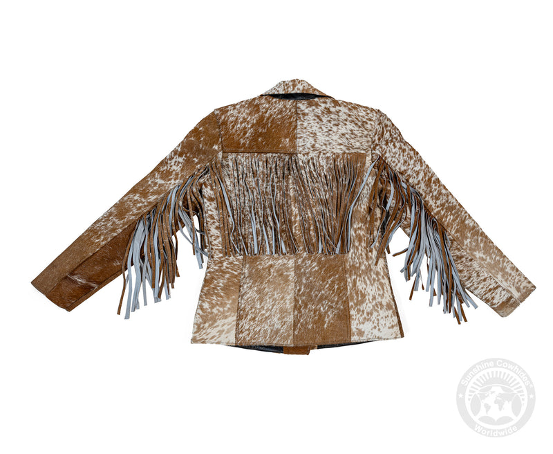 Cowhide Hair-On Jacket - Brown with fringe