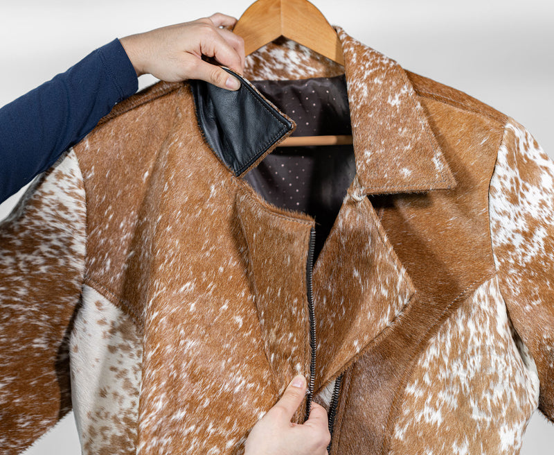 Cowhide Hair-On Jacket - Brown and White