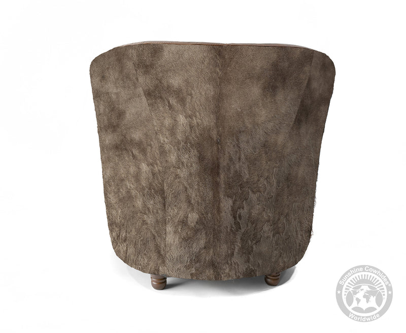 Custom Barrel Chair with Hair On Cowhide Accents