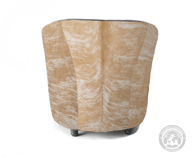 Custom Barrel Chair with Hair On Cowhide Accents